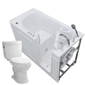 60 in. Walk-In Air Bath Tub in White with 1.6 GPF Single Flush Toilet