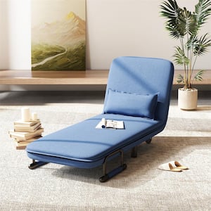 25 in. Width Big and Tall Blue Polyester Convertible Ergonomic Recliner