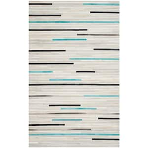 Studio Leather Gray Multi 5 ft. x 8 ft. Abstract Striped Area Rug