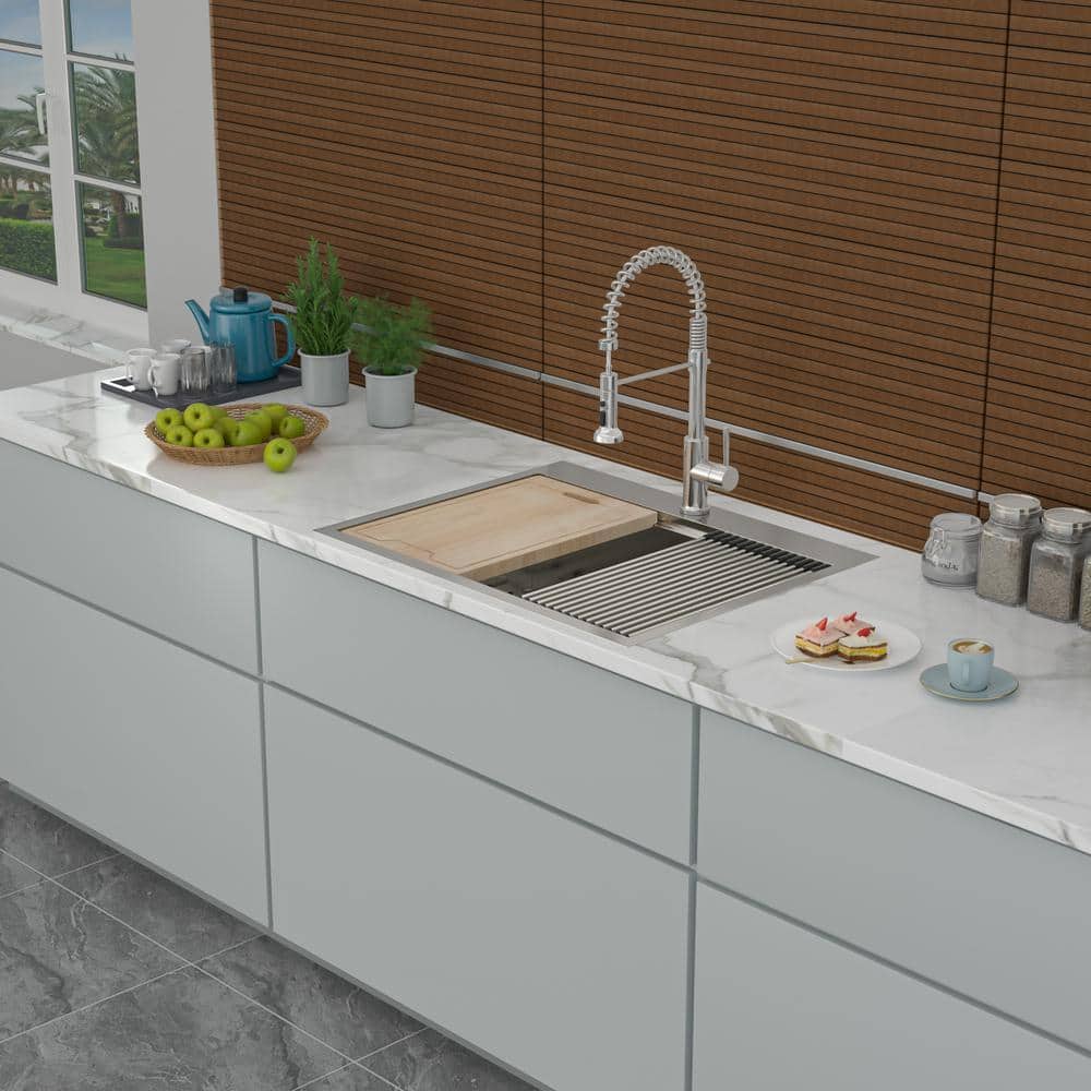 25 Inch Brushed Nickel Stainless Steel Drop-In Single Bowl Sink