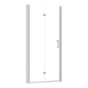 Stainless Steel Brushed 36 to 37-3/8 in. W x 72 in. H Frameless Bifold Shower Door for Bathroom with Clear Glass