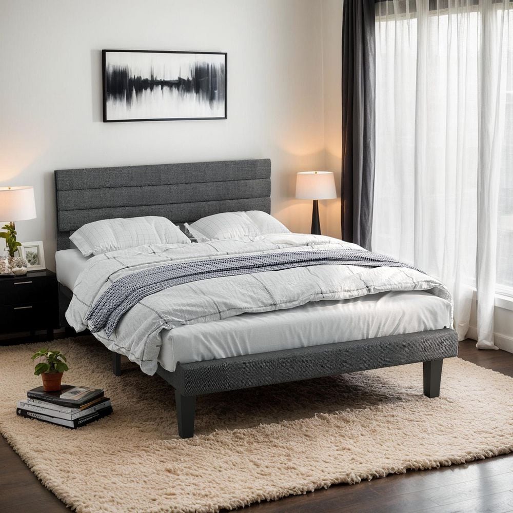 Karl Home Gray Upholstered Wood Twin ...