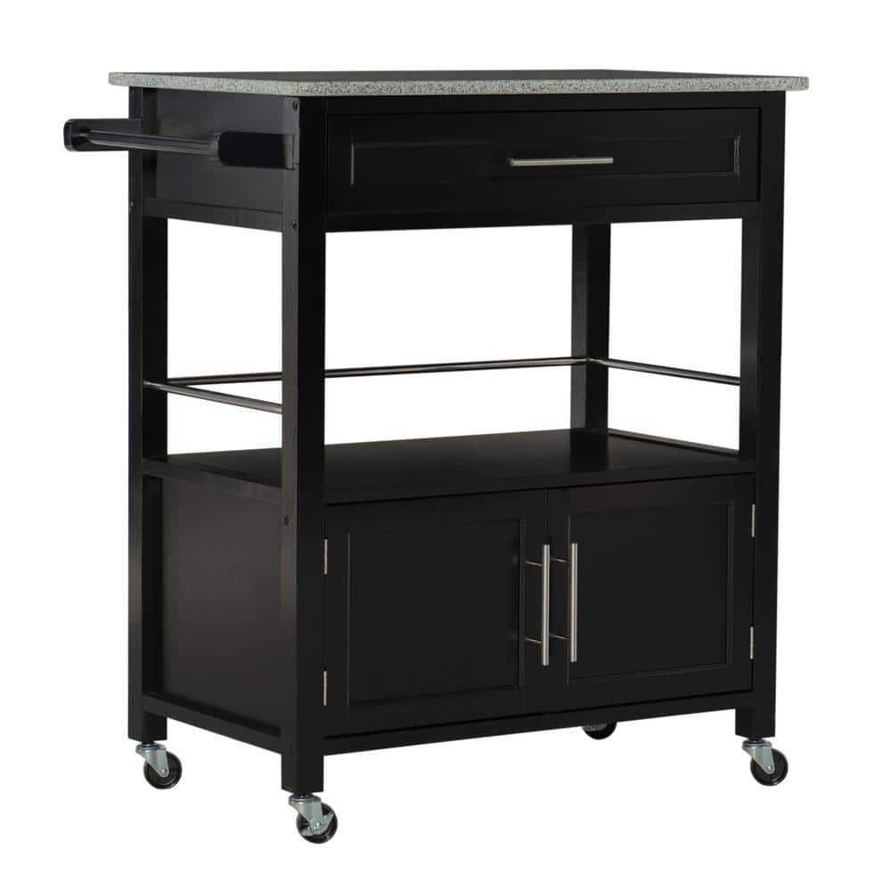 Linon Home Decor Cameron Black Kitchen Cart With Storage464809BLK01U