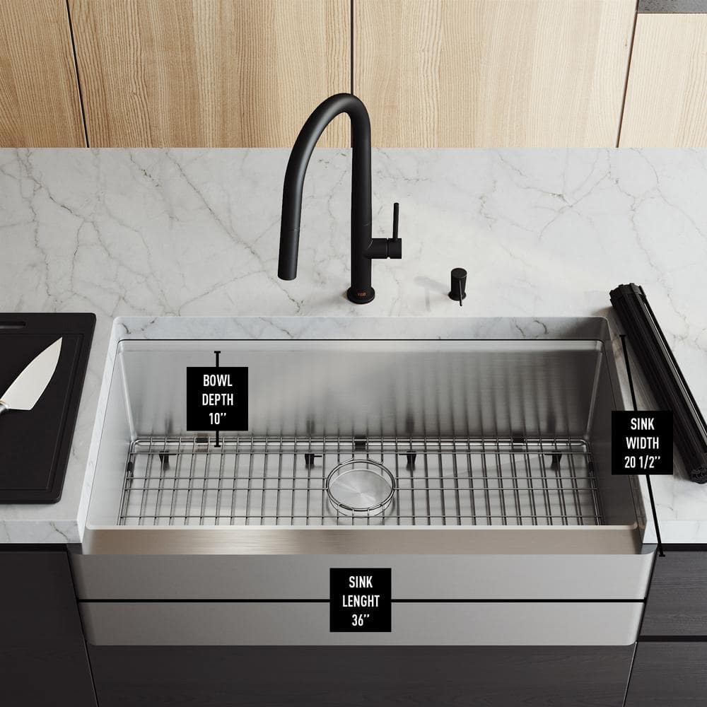 Oxford 36" Stainless Steel Farmhouse Kitchen Sink with Workstation