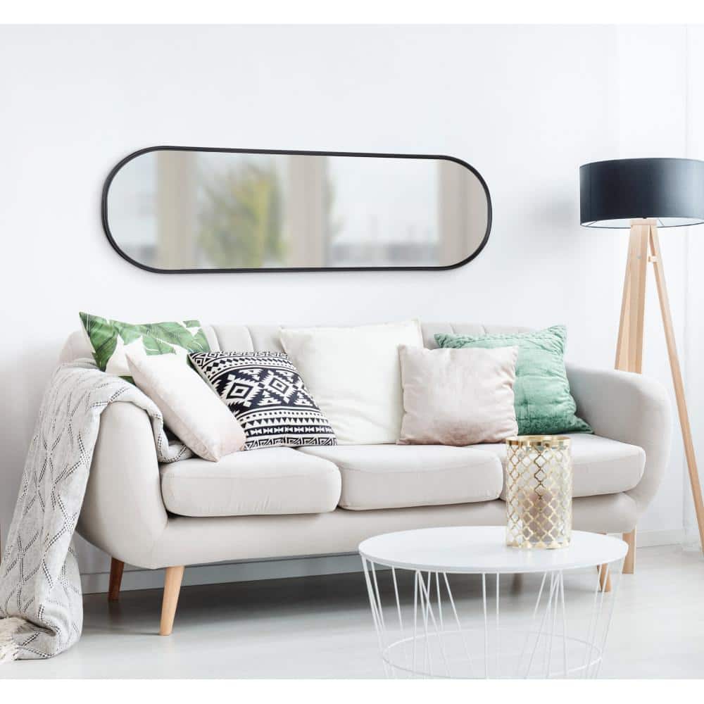 Elegant Minimalist Black Oval Full-Length Vanity Mirror