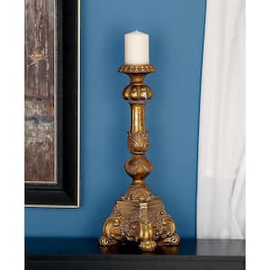 Gold Polystone Tall Standing Candle Holder