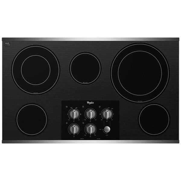 Whirlpool Gold 36 in. Radiant Electric Cooktop in Stainless Steel with 5 Elements including Dual Radiant Elements