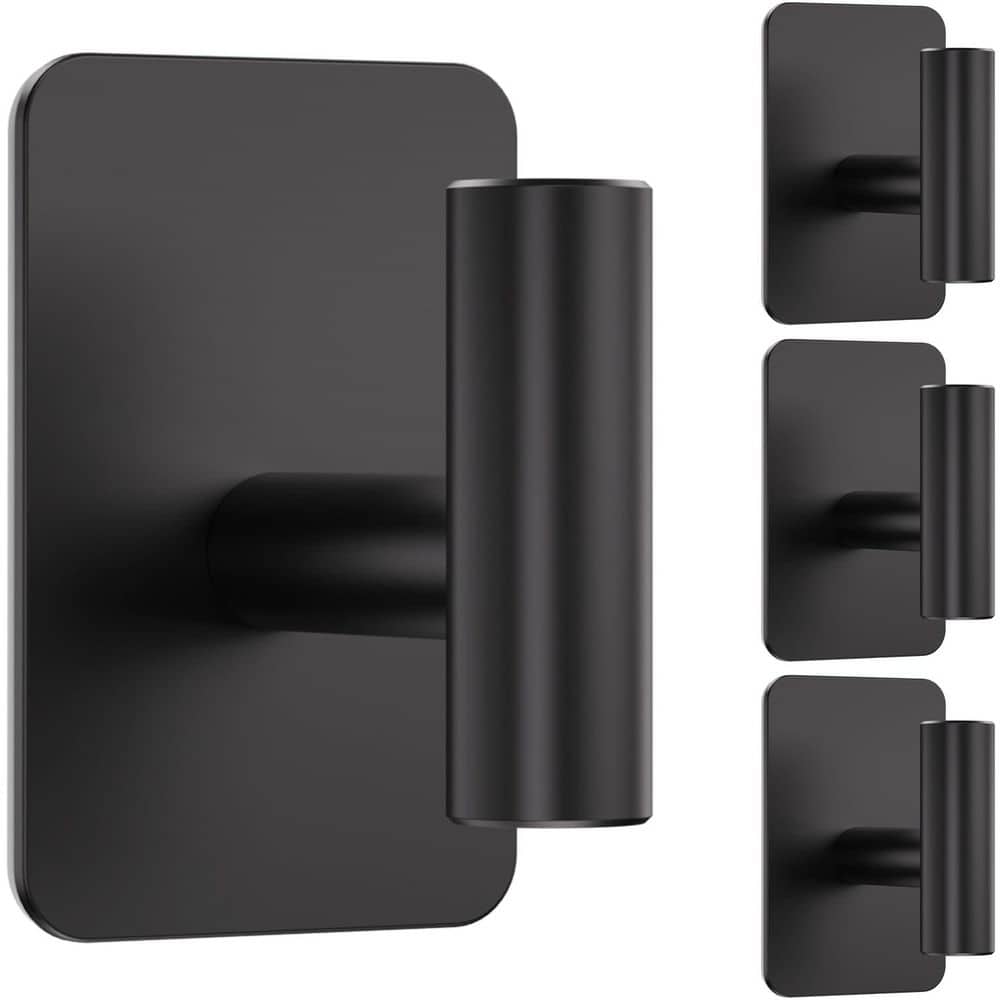 4-Pack Stainless Steel Adhesive Robe and Towel Hooks in Black, Waterproof Wall Mount, 26 lb Capacity for Smooth Surface price history on PriceWatchPro