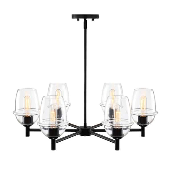 Designers Fountain - Summer Jazz 6-Light Matte Black Transitional Sputnik Chandelier for Dining Areas with No Bulbs Included