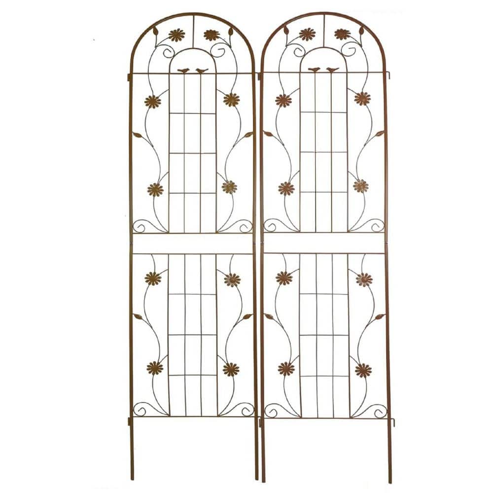 86.7 in. Outdoor Garden Trellis Metal Rustproof Climbing Plants Support in Brown price history on PriceWatchPro