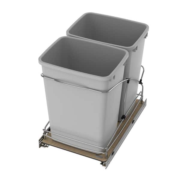 Rev-A-Shelf Double 35 Quart Pull Out Trash Containers, Gray, 54WC-1835SC-17-1