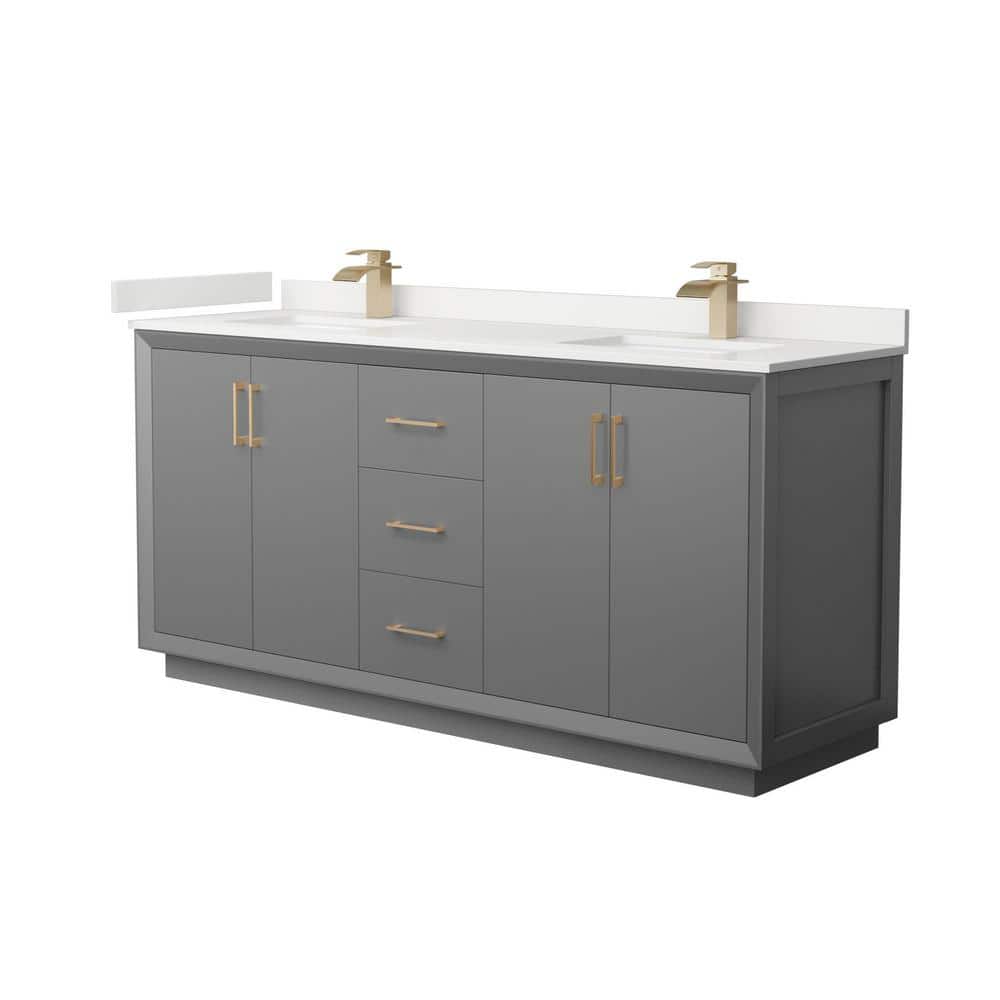 Strada 72 in. W x 22 in. D x 35 in. H Double Bath Vanity in Dark Gray with White Quartz Top price history on PriceWatchPro