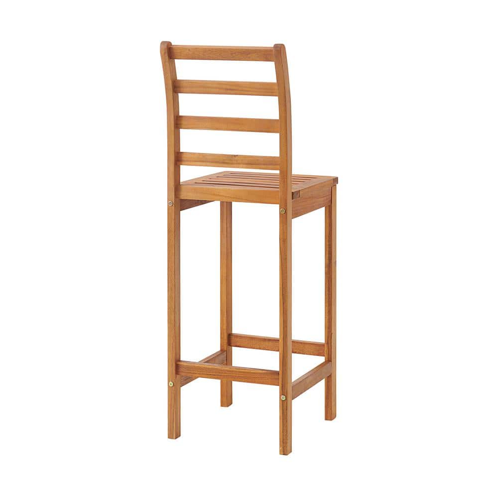 Brandon 3-Piece Natural Acacia Wood Outdoor Bar Height Bistro Set