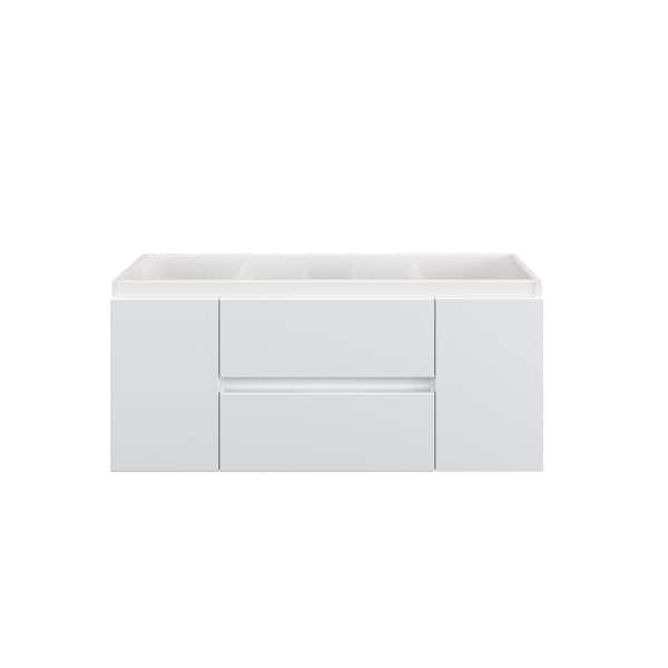 VOLPA USA AMERICAN CRAFTED VANITIES Salt 48 in. W x 20 in. D Bath Vanity Cabinet Only in Glossy White