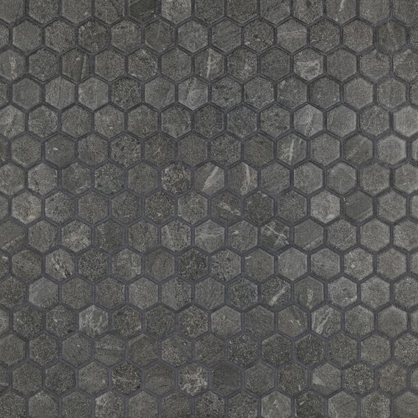 Merola Tile Liverpool Hex Dark Grey 10 in. x 11-3/8 in. Ceramic