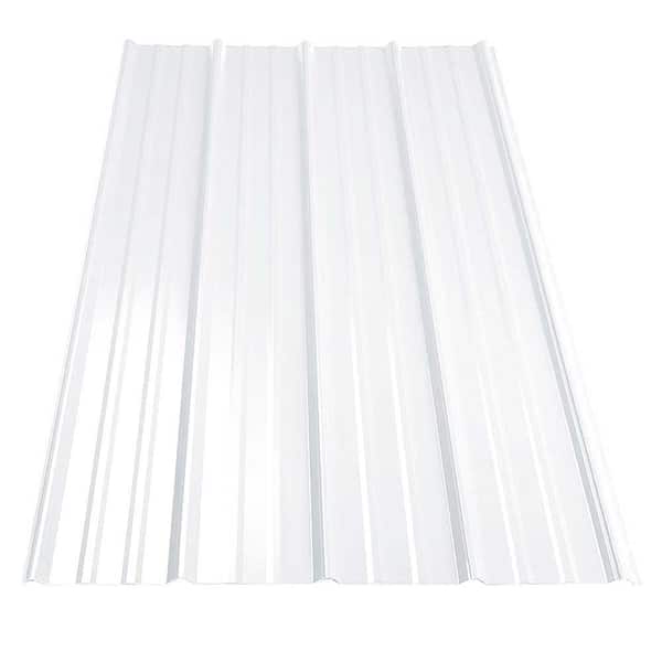 Gibraltar Building Products 8 ft. SM-Rib Galvanized Steel 29-Gauge Roof Panel in Cotton White