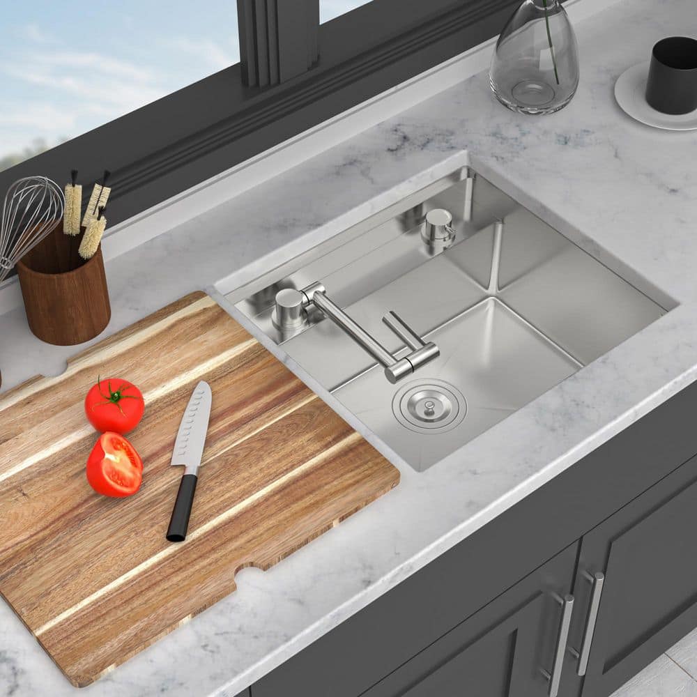 Dueyeeri 21 in. Undermount Single Bowl 16-Gauge Brushed Nickel ...