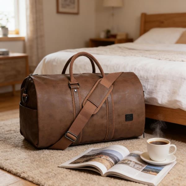 business travel duffel bag Theodore Mens Duffle Bag, Large Weekend with Suitcase Strap Brown this bag is the perfect addition to your travel accessories Portland Gear Cascade Duffle Bag