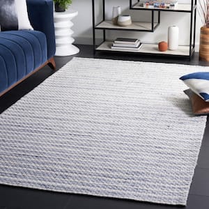 Marbella Blue Ivory Doormat 3 ft. x 5 ft. Border Striped Area Rug