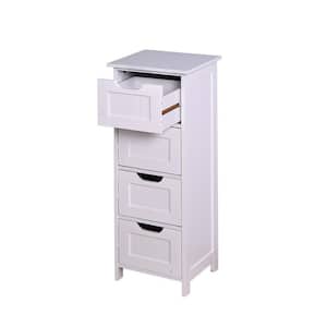 11.8 in. W x 11.8 in. D x 32.3 in. H White Wood Freestanding Linen Cabinet with 4 Drawers