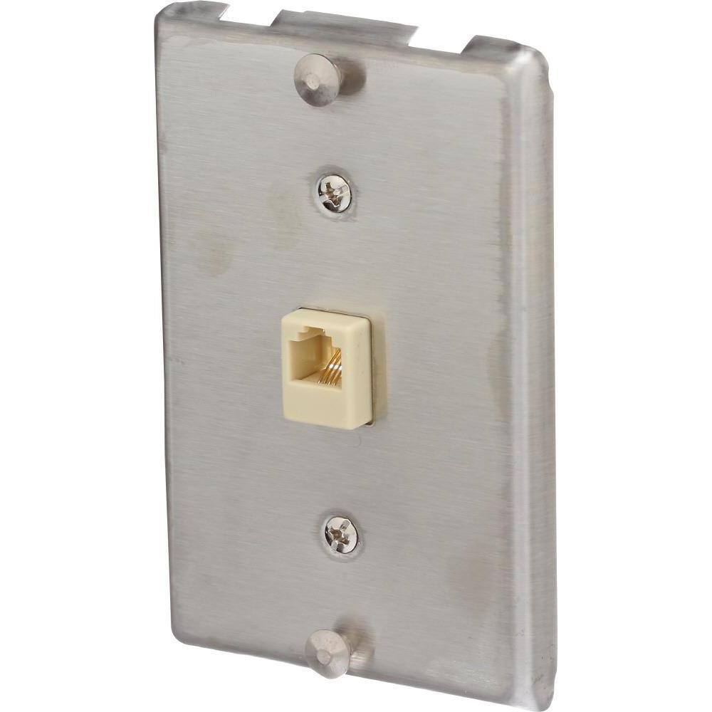 2-Pack Modular Surface Mount Telephone Wall Jack – RJ11 Gold Plated Outlet