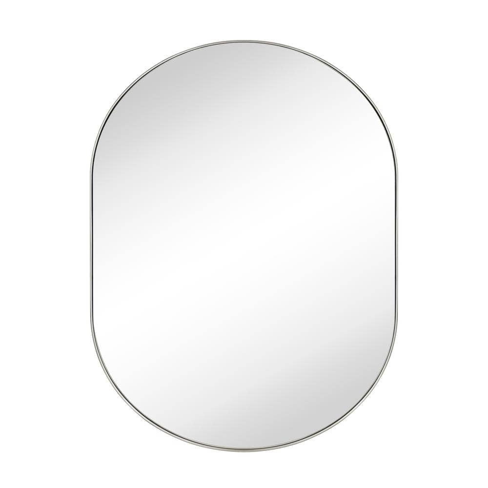 Brushed Nickel Oval Metal Bathroom Vanity Mirror
