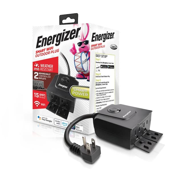 Energizer Smart Wi-Fi 3-Outlet Power Strip Surge Protector, 600 Joules, Works with Alexa/Siri/Google, White