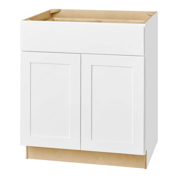 Hampton Bay Avondale 30 in. W x 24 in. D x 34.5 in. H Ready to Assemble Plywood Shaker Base Kitchen Cabinet in Alpine White