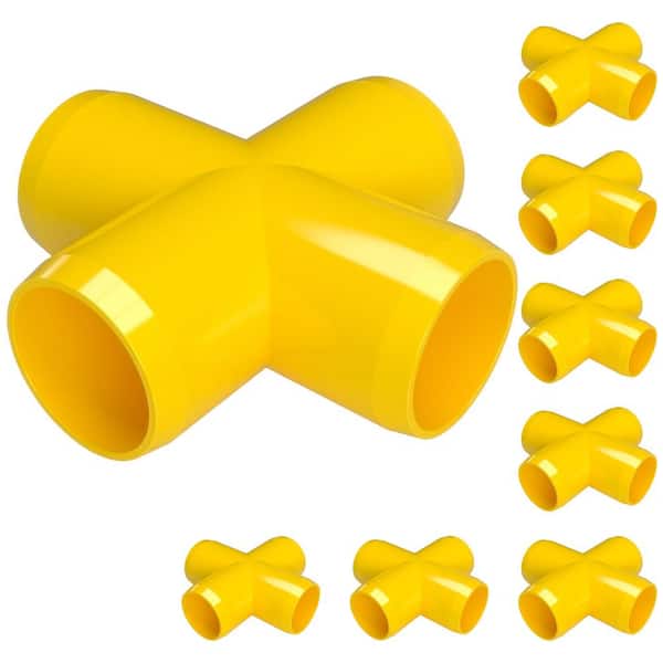 Formufit 3/4 in. Furniture Grade PVC Cross in Yellow (8-Pack)