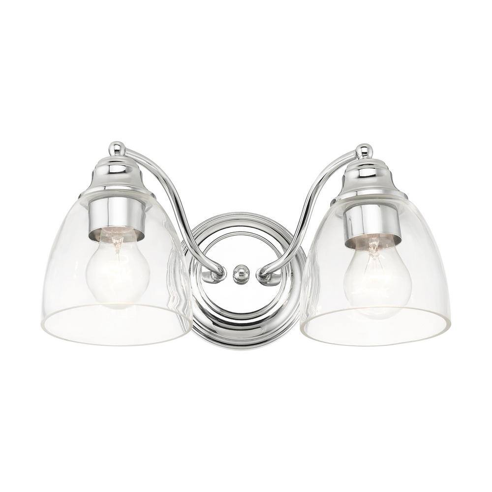 Polished Chrome Dual-Light Vanity Sconce with Hand-Blown Glass