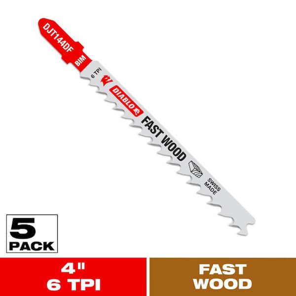 DIABLO 4 in. 6 TPI Bi-Metal T-Shank Jig Saw Blades for Fast Wood Cuts (5-Pack)