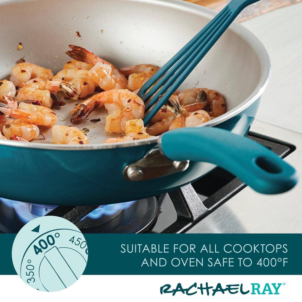 Teal Shimmer 12.5-Inch Aluminum Nonstick Deep Frying Pan