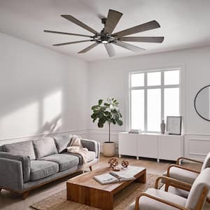 Gentry 85 in. Indoor Anvil Iron Downrod Mount Ceiling Fan with Integrated LED with Wall Control Included