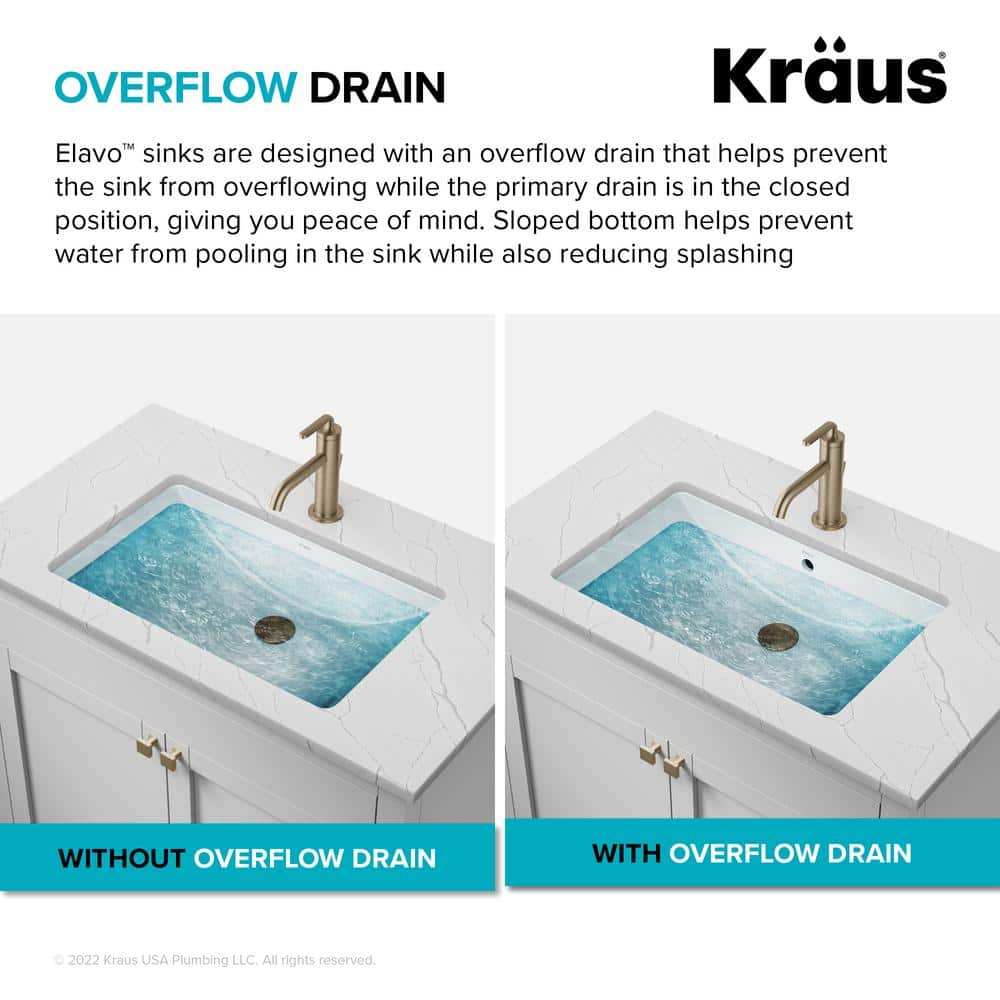 Kraus Elavo 20.25" White Ceramic Undermount Bathroom Sink