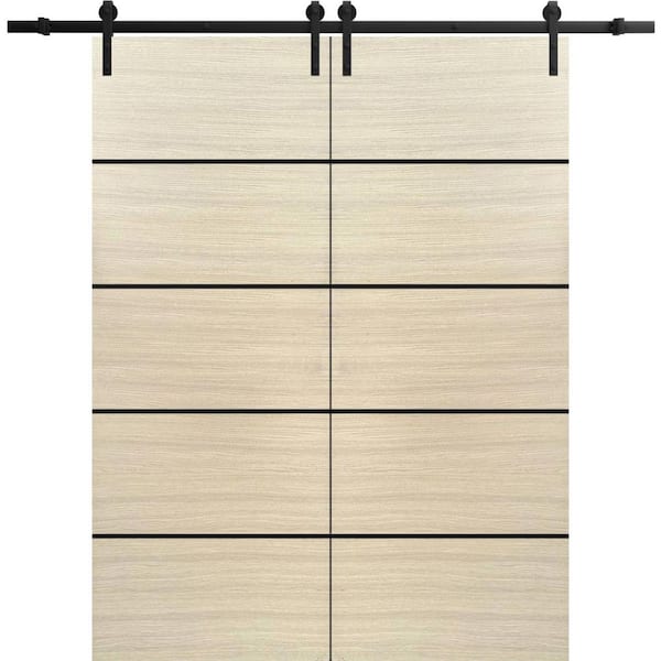Sartodoors 32 in. x 80 in. 2 Panel Natural Veneer Solid Wood with Honeycomb Sliding Barn Door with Hardware Kit