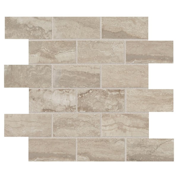 Marazzi Vettuno Bisque 12 in. x 12 in. x 9.5 mm Porcelain Brick-Joint Mosaic Wall Tile (1.04 sq. ft. / piece)