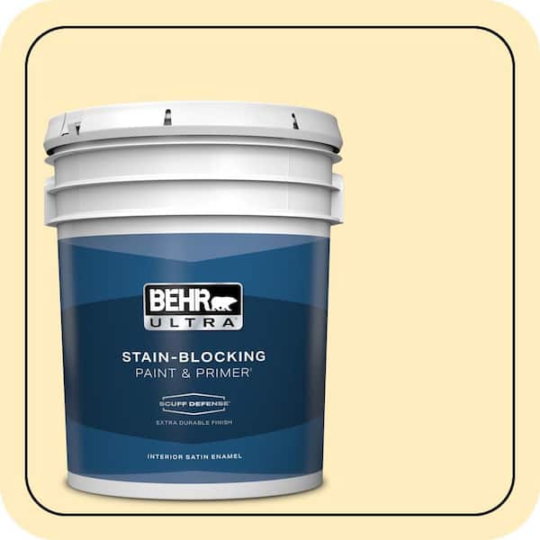BEHR ULTRA 5 gal. #P290-1 Soft Buttercup Extra Durable Satin Enamel Interior Paint & Primer