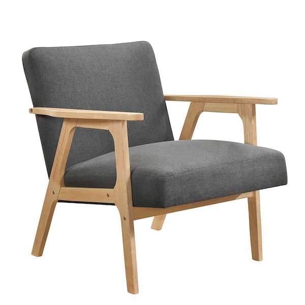 Lewiston Dark Gray Textured Fabric Upholstery Accent Arm Chair