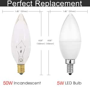 60-Watt Equivalent LED Light Bulb B11 E12 Candle 5000K Daylight Frosted and Bulbs Included for Indoor/Outdoor Use 6-Pack