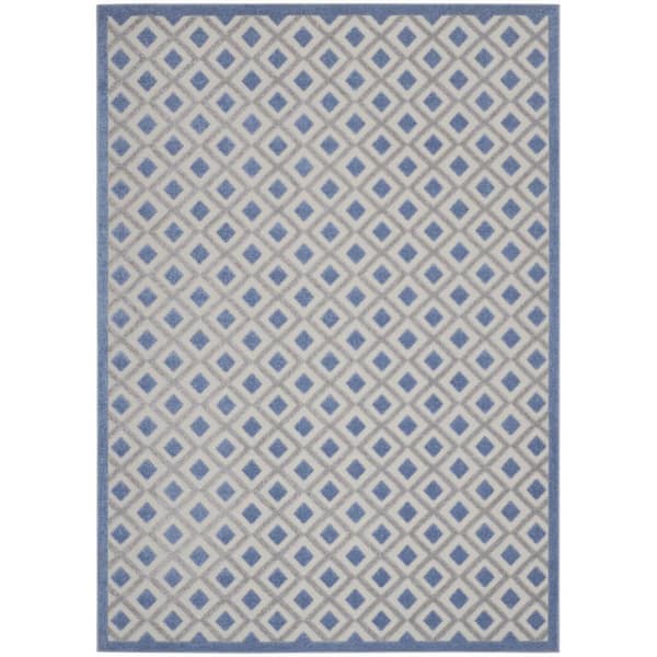 Blue, Gray 10 ft. x 13 ft. Woven Polypropylene Indoor/Outdoor Area Rug