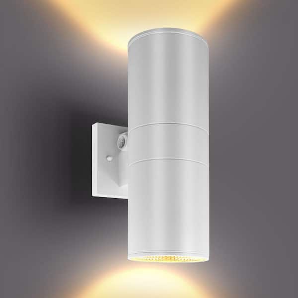 12 in. White Dusk to Dawn LED Outdoor Hardwired Wall Lantern Sconce 3CCT 18/24/30-Watts Dimmable, IP65, ETL