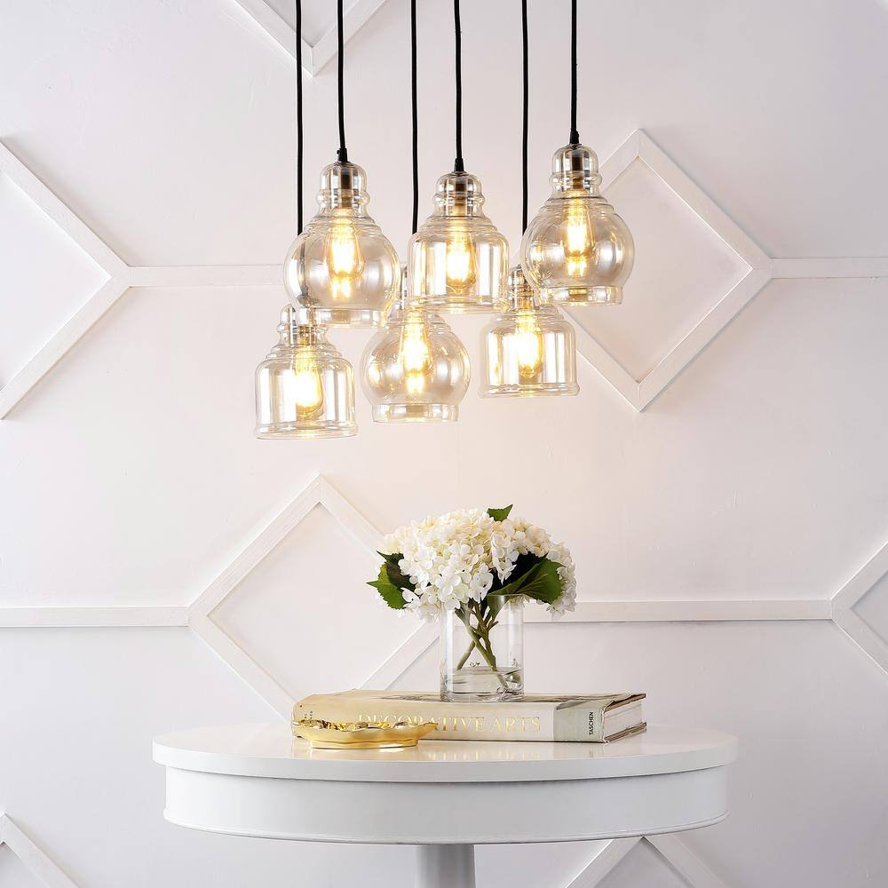 Sydney 18.88" Nickel Glass Bohemian LED Pendant Light
