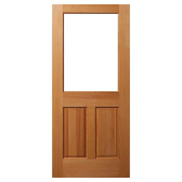 Builders Choice 36 in. x 80 in. 2 Panel Universal 1-Lite Clear Glass Unfinished Fir Wood Front Door Slab with Ovolo Sticking