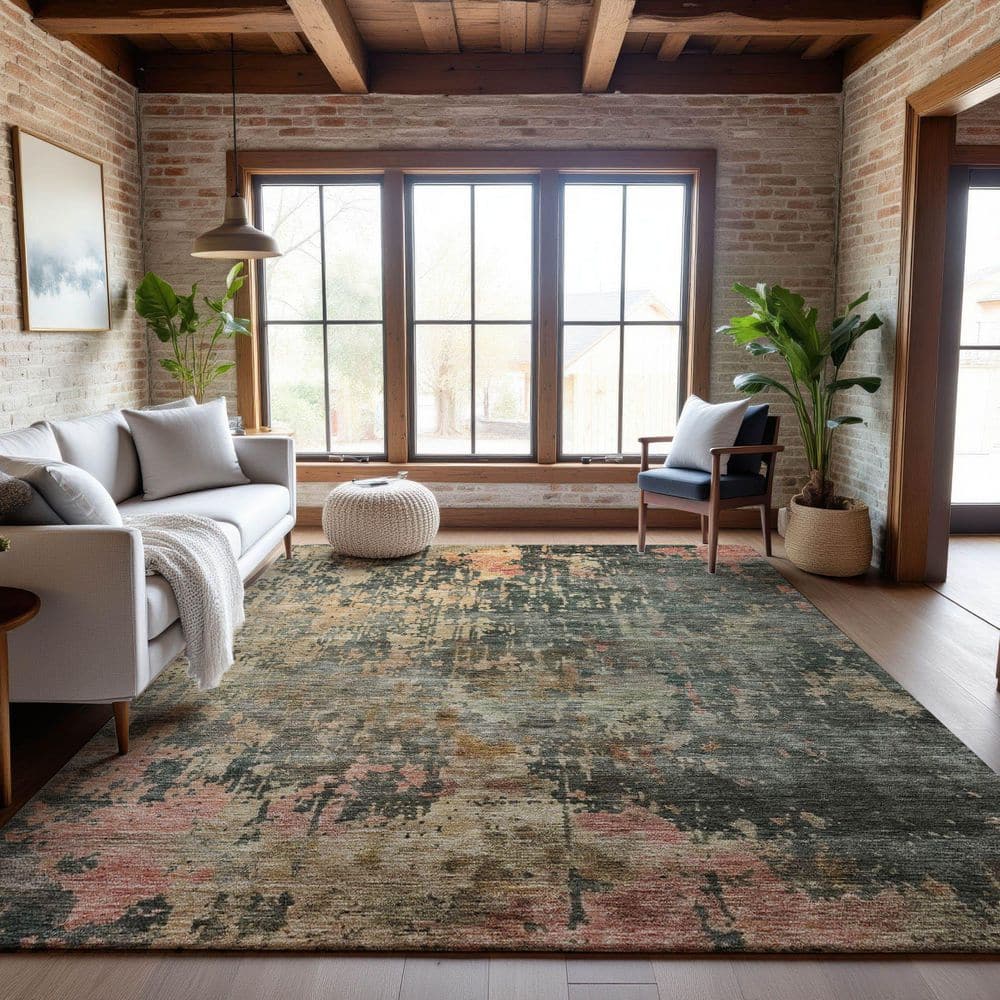 Mayfield Premium Machine Washable Abstract AMF1214 Sage 3 ft. x 4 ft. Area Rug price history on PriceWatchPro