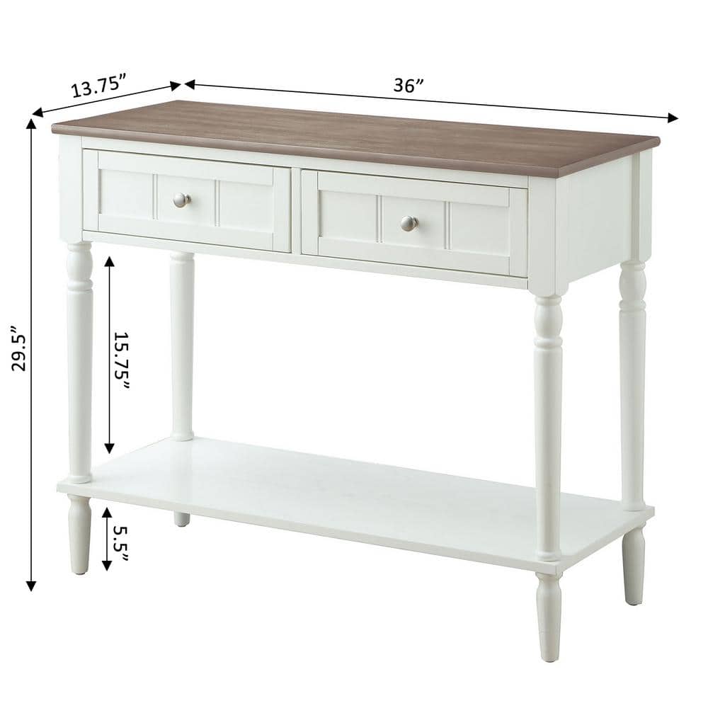 Driftwood and White 36" Wood Hall Table with Storage