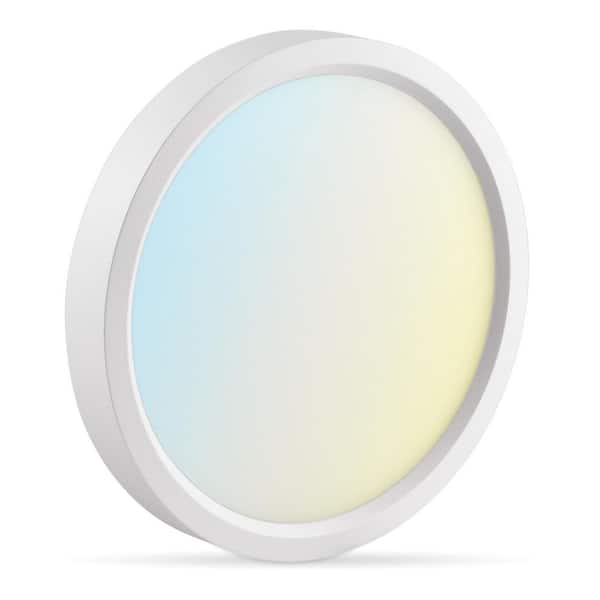 LUXRITE 5 in. White Modern Flush Mount Ceiling Light Fixture Selectable LED Integrated 10W 600LM 5CCT 2700K-5000K Dimmable ETL