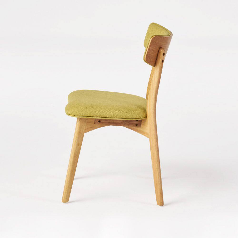Green Tea Upholstered Mid-Century Modern Side Chairs with Oak Frame, Set of 2
