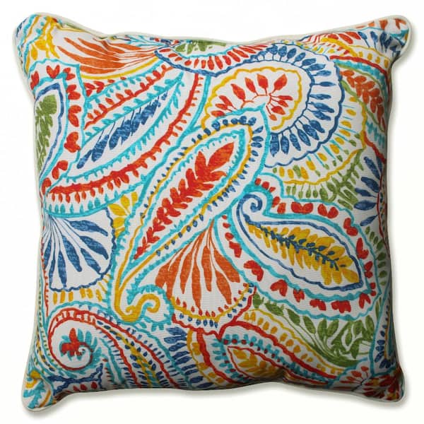Pillow Perfect Paisley Blue/Multi Ummi Square Outdoor Throw Pillow