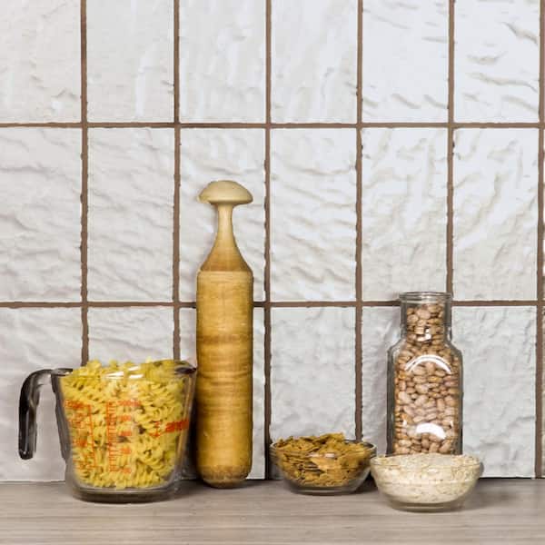 Metallics Silver 3 in. x 6 in. Textured Glass Subway Wall Tile (0.125 Sq. Ft./Each)