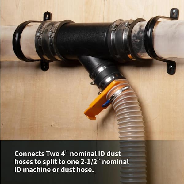 POWERTEC 4 in. x 2-1/2 in. Y-Fitting Dust Collector for Dust